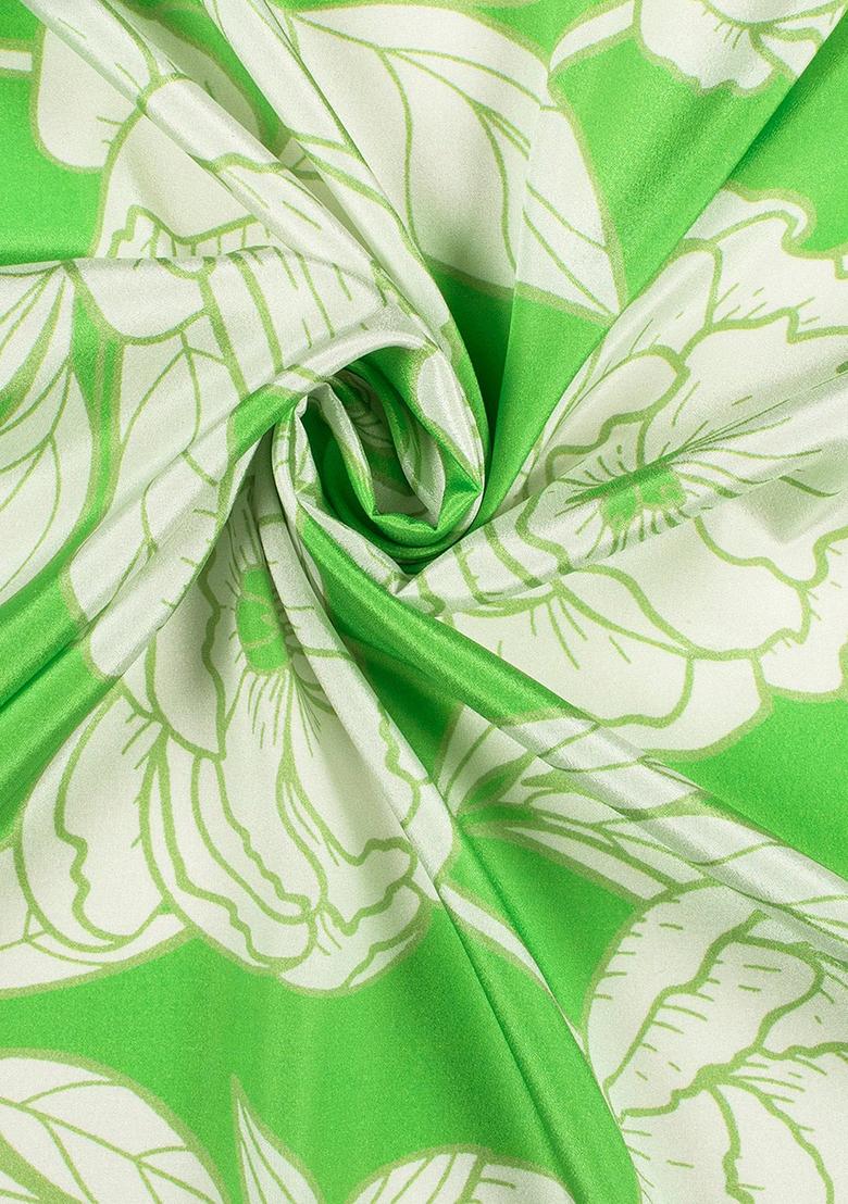 Green Floral Print Silk Sharara Set - Indya