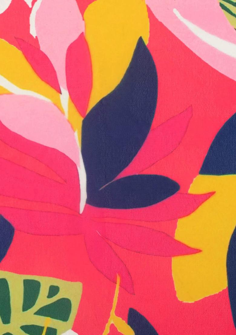 Pink Floral Print Georgette Anarkali With Dupatta - Indya