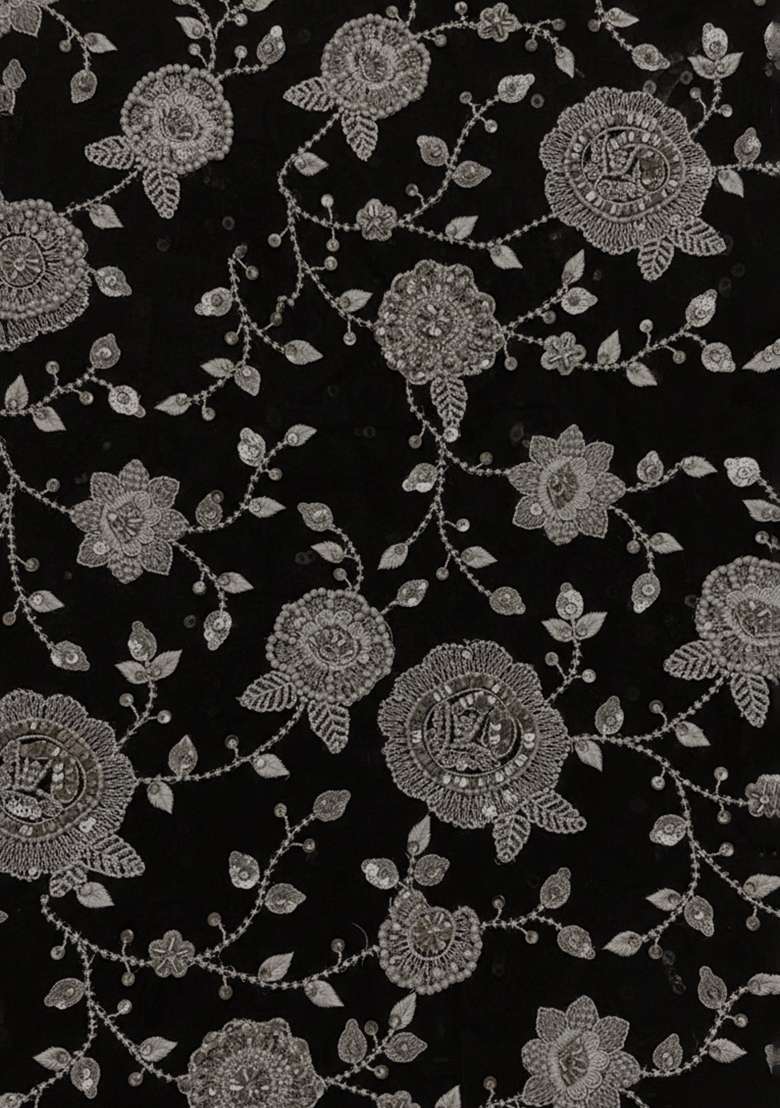 Black Embroidered Georgette Sharara Set - Indya