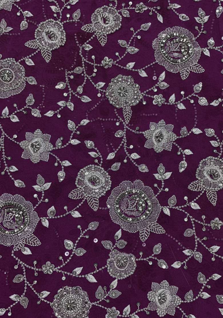 Purple Embroidered Georgette Sharara Set - Indya
