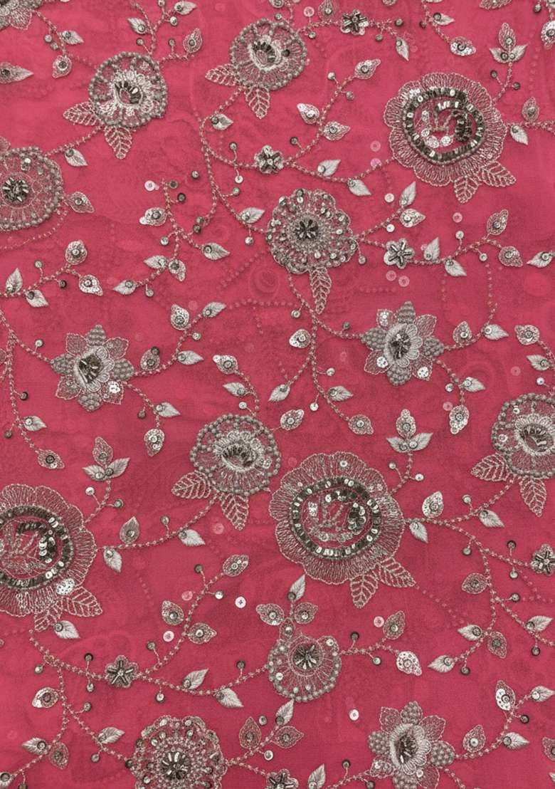 Pink Embroidered Georgette Sharara Set - Indya