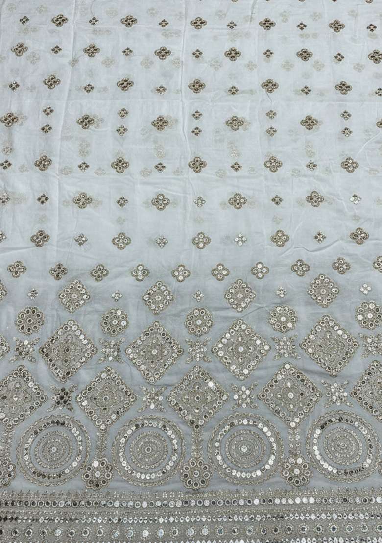 Ivory Embroidered Georgette Sharara Set - Indya