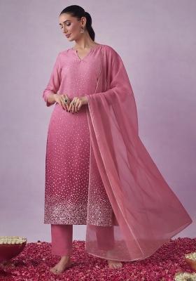 Pink Sequin tissue Kurta Set