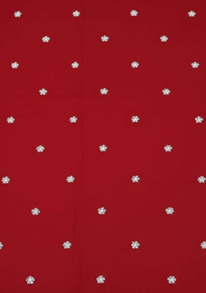 Deep Red Printed Moss Anarkali With Dupatta - Indya