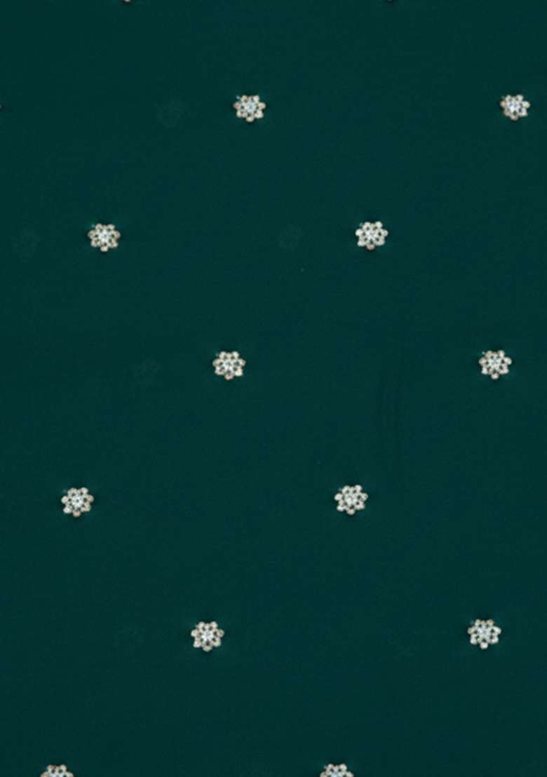 Dark Green Printed Moss Anarkali With Dupatta - Indya