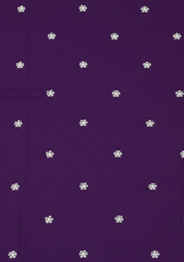 Deep Purple Printed Moss Anarkali With Dupatta - Indya
