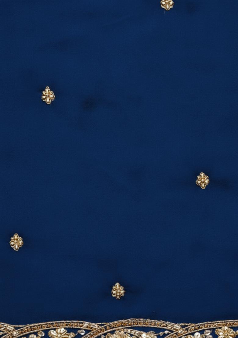 Navy Blue Solid Chinon Sharara Set - Indya