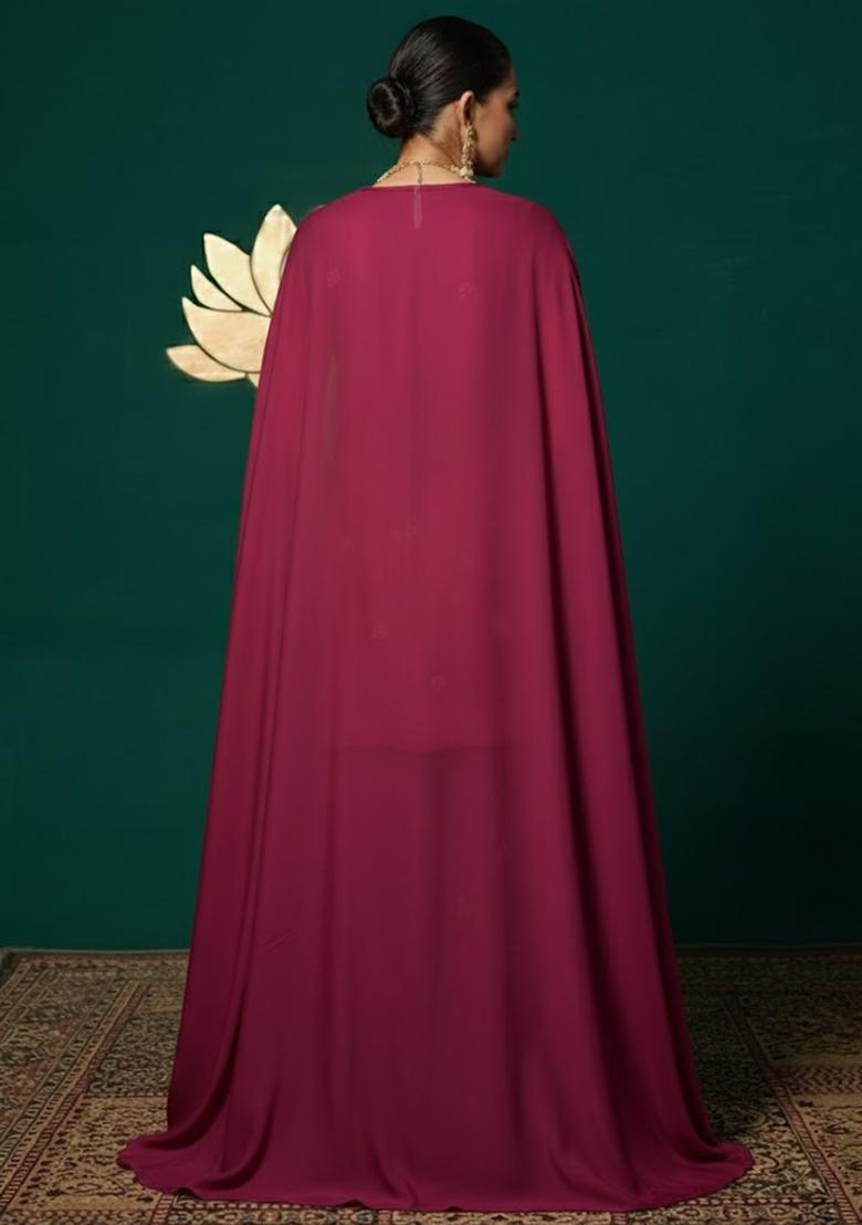 Rani Pink Embroidered Silk Sharara Set - Indya