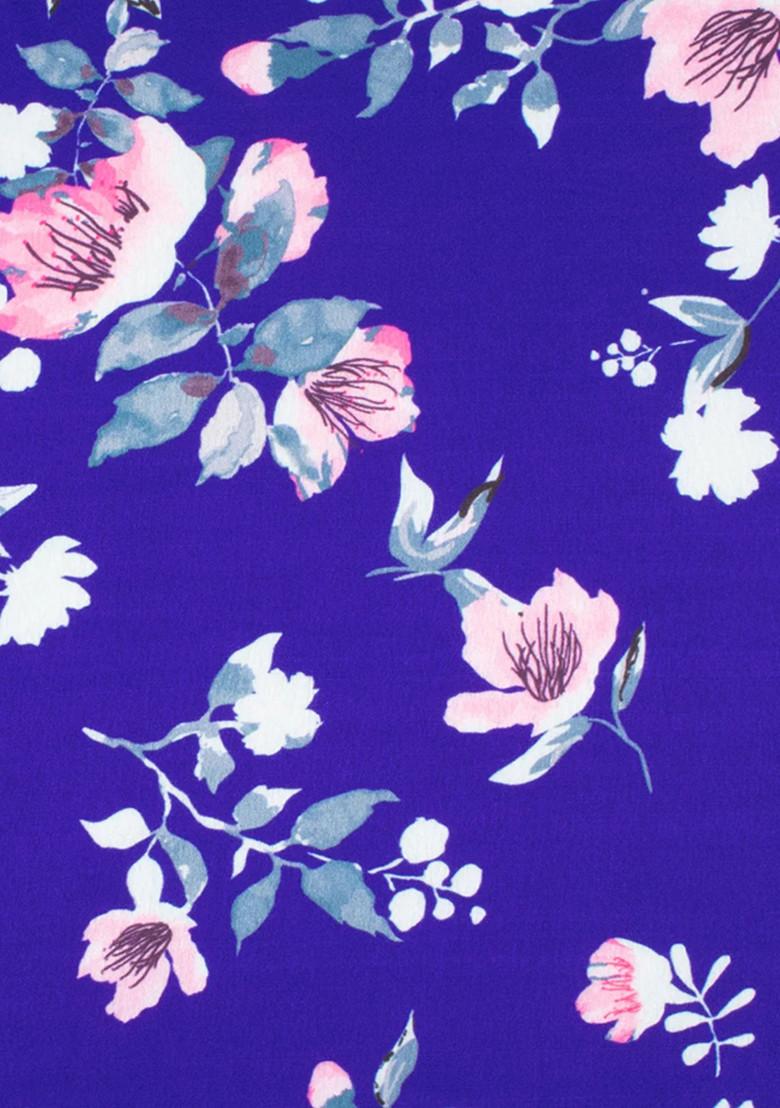 Purple Floral Print Satin Sharara Set - Indya