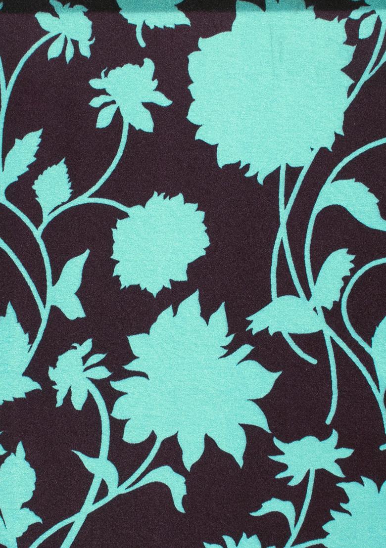 Blue Floral Print Satin Sharara Set - Indya