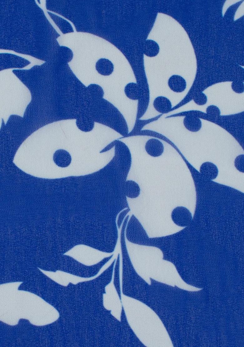 Royal Blue Floral Print Georgette Sharara Set - Indya