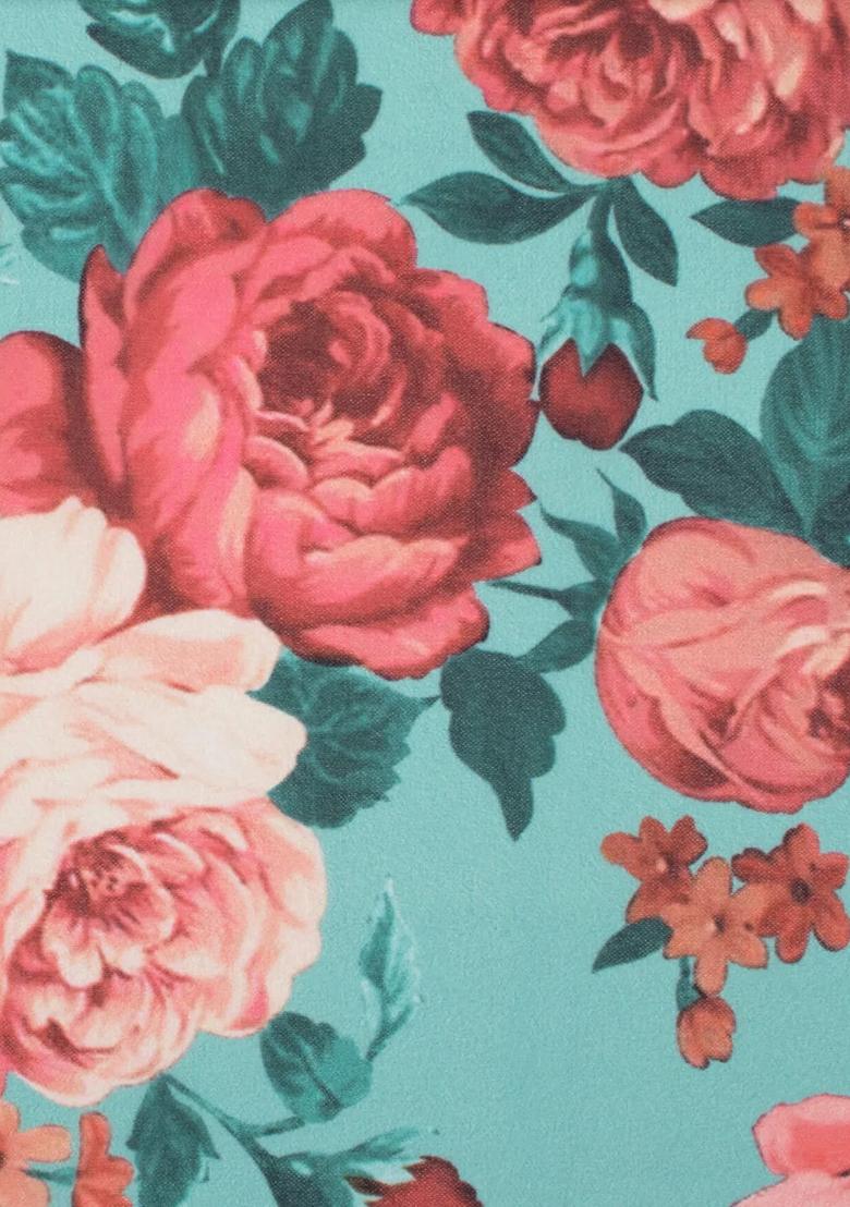 Aqua Green Floral Print Georgette Sharara Set - Indya