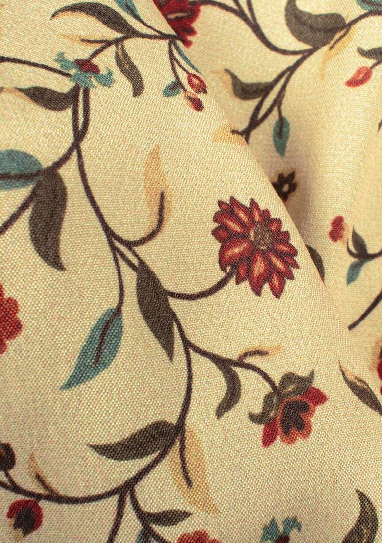 Cream Floral Print Silk Sharara Set - Indya