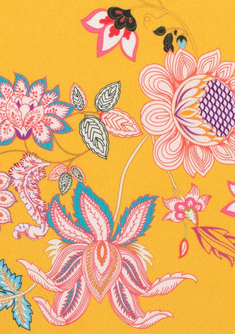 Butter Yellow Floral Print Silk Sharara Set - Indya