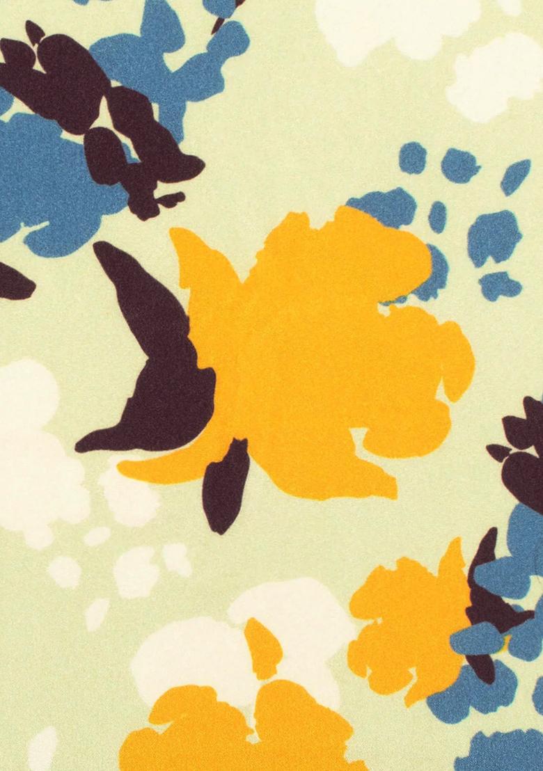 Light Yellow Abstract Print Silk Kurta Set - Indya