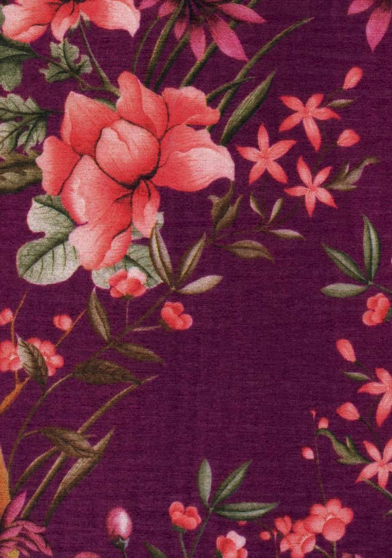 Purple Floral Print Chinon Sharara Set - Indya
