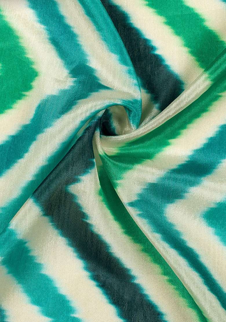 Aqua Blue Abstract Print Chinon Sharara Set - Indya