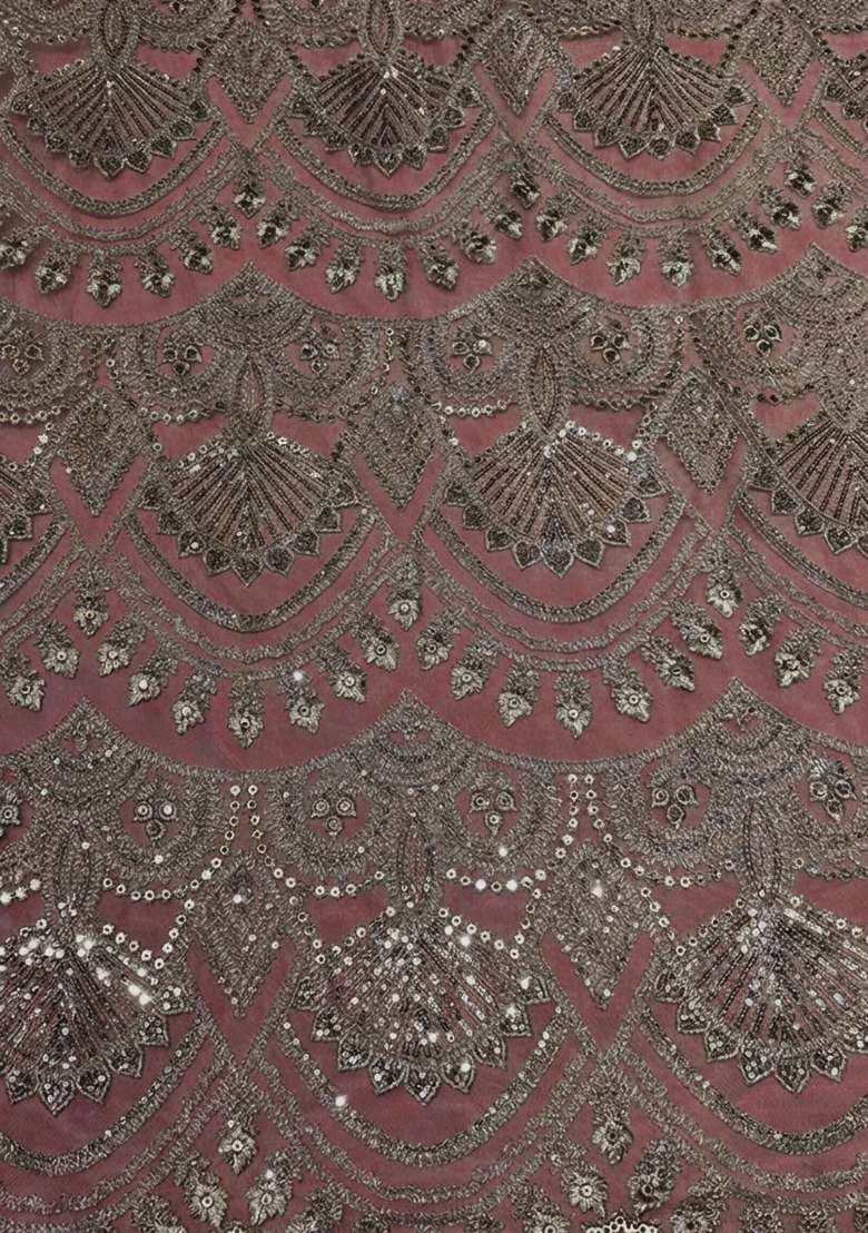 Dusty Mauve Embroidered Net Sharara Set - Indya