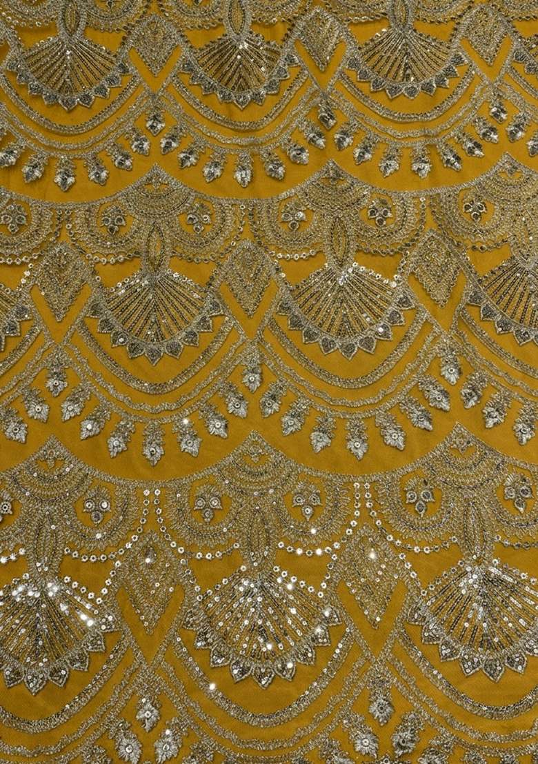 Mustard Embroidered Net Sharara Set - Indya