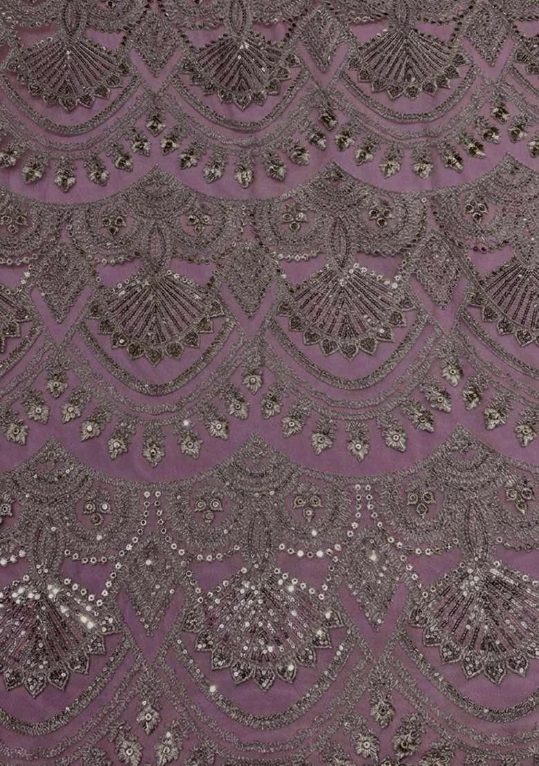 Lavender Embroidered Net Sharara Set - Indya
