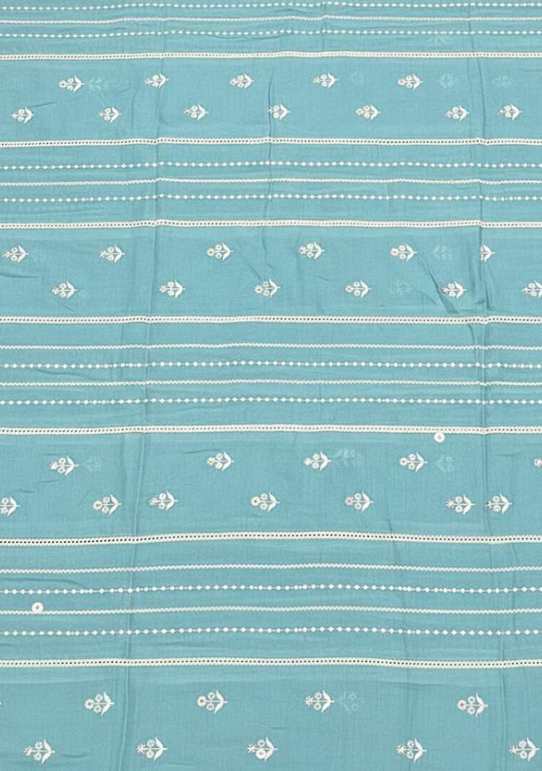 Ice Blue Embroidered Chanderi Sharara Set - Indya