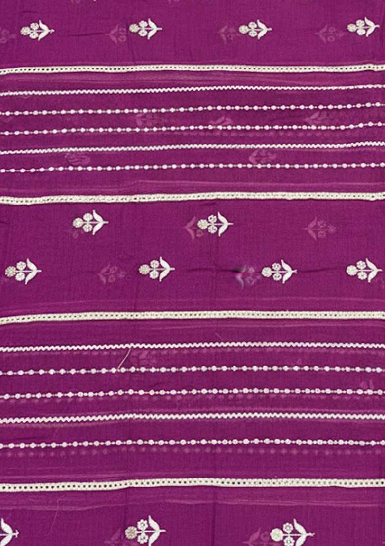 Purple Embroidered Chanderi Sharara Set - Indya