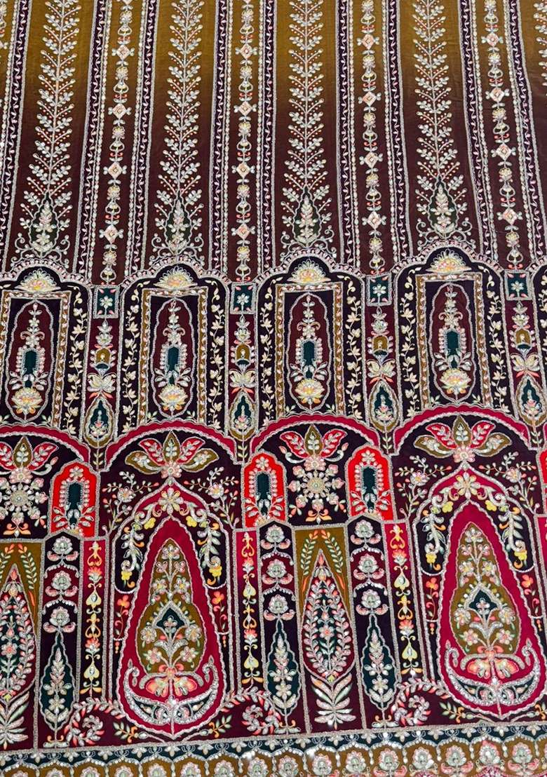 Brown Printed Crepe Straight Kurta Set - Indya