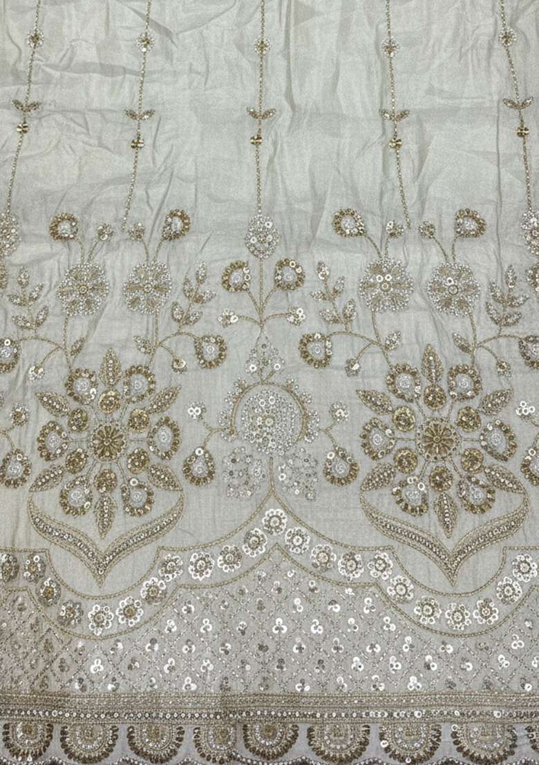 Ivory Sequin Mesh Sharara Set - Indya