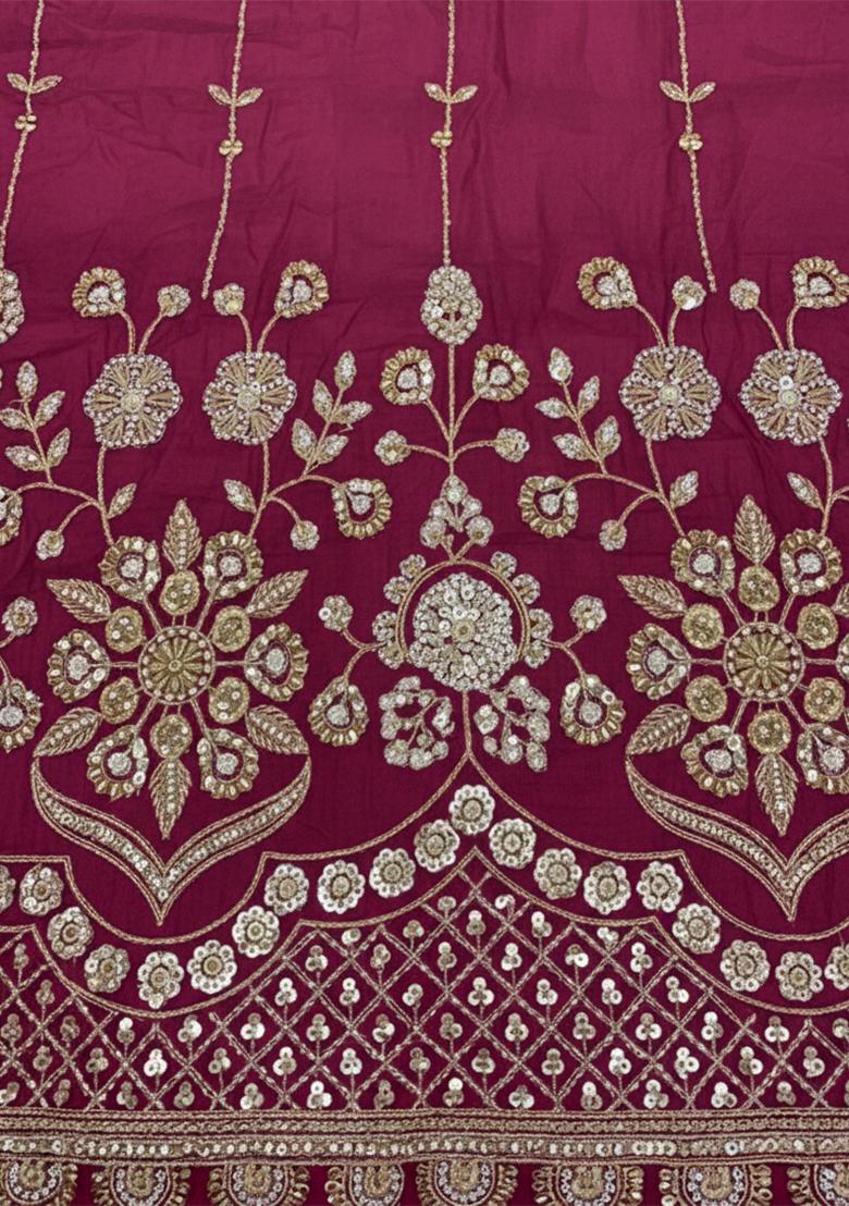 Wine Sequin Mesh Sharara Set - Indya