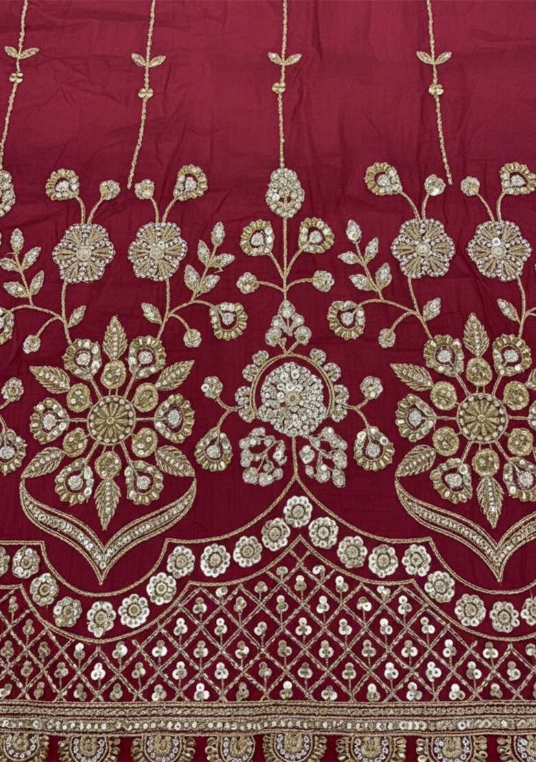 Red Sequin Mesh Sharara Set - Indya