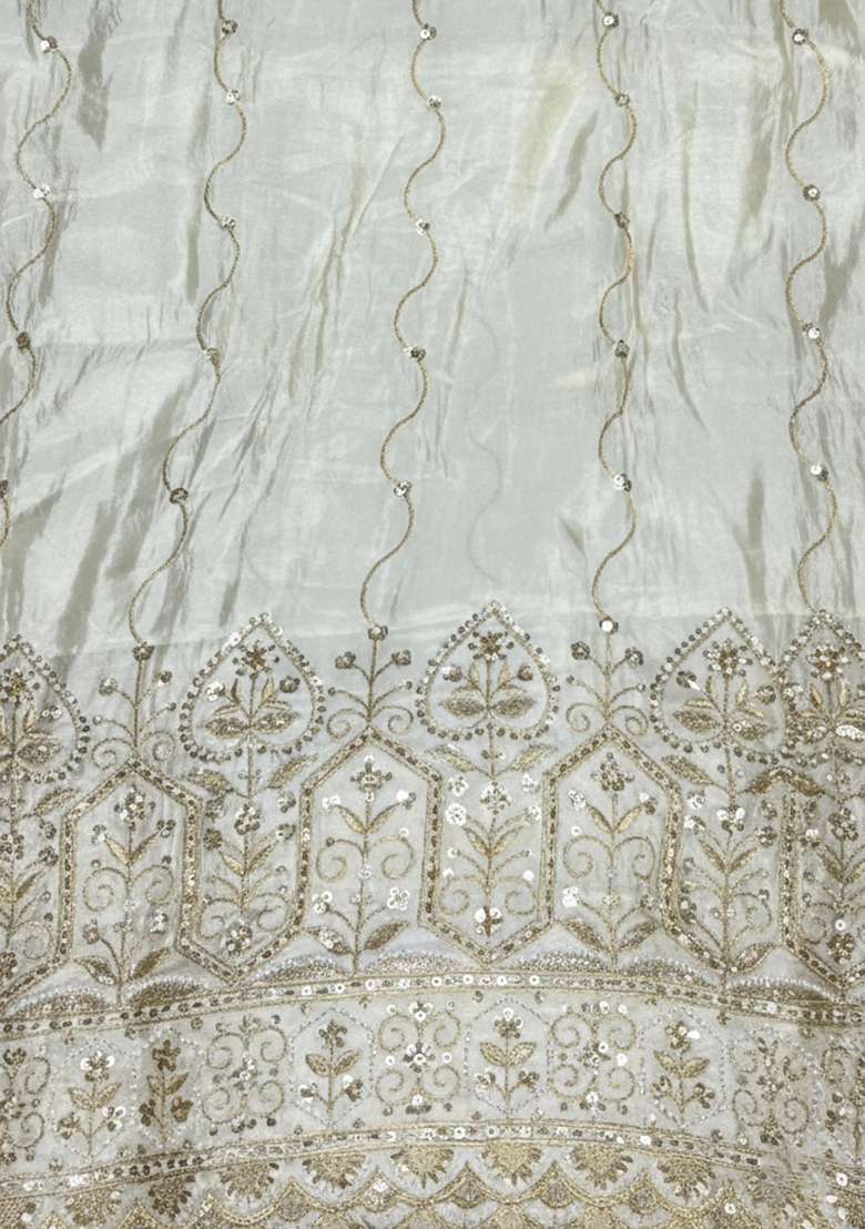 White Sequin Mesh Sharara Set - Indya
