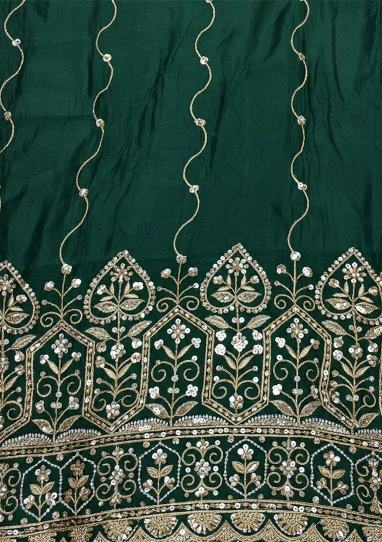 Bottle Green Sequin Mesh Sharara Set - Indya