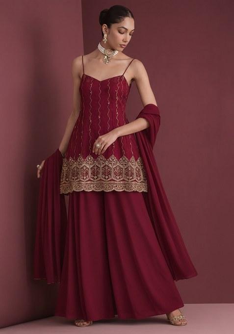 Rani Pink Sequin Mesh Sharara Set