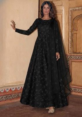 Black Tissue Anarkali With Dupatta