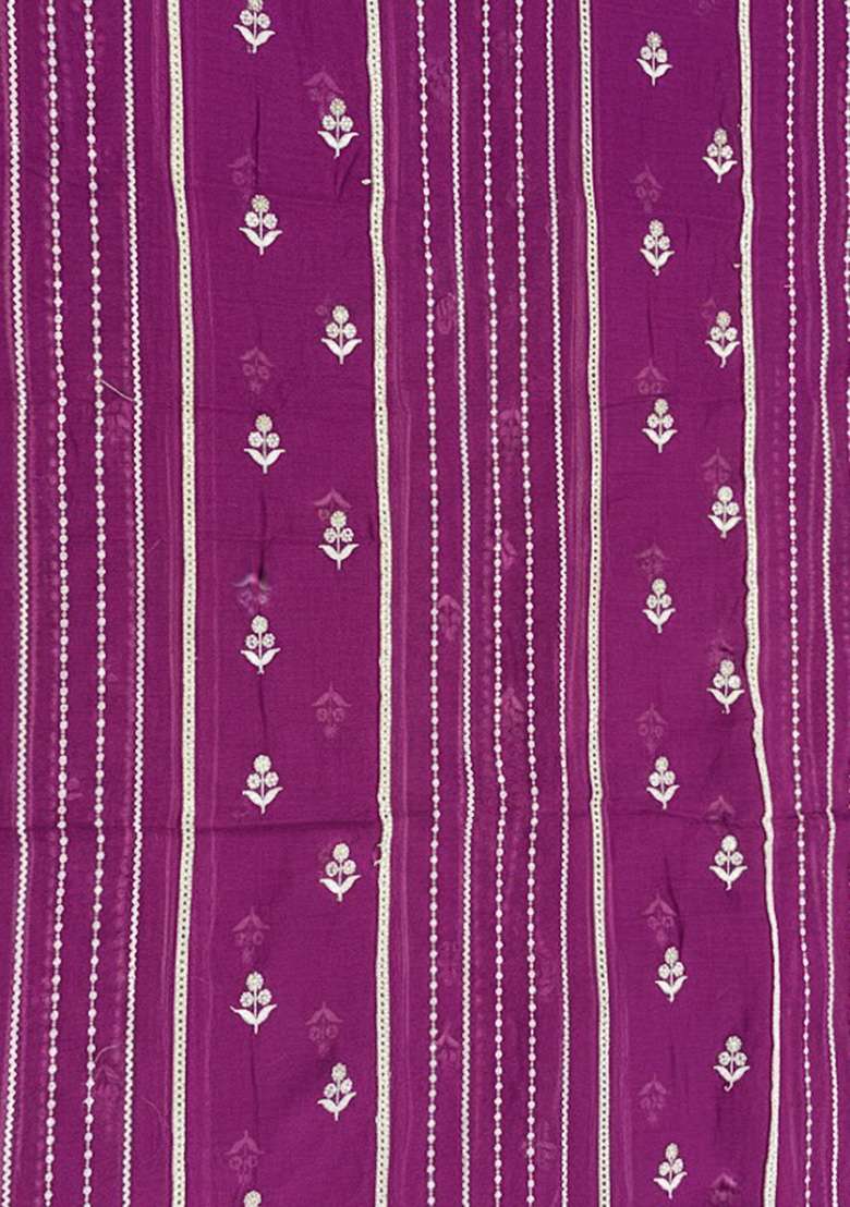Purple Embroidered Chanderi Straight Kurta Set - Indya