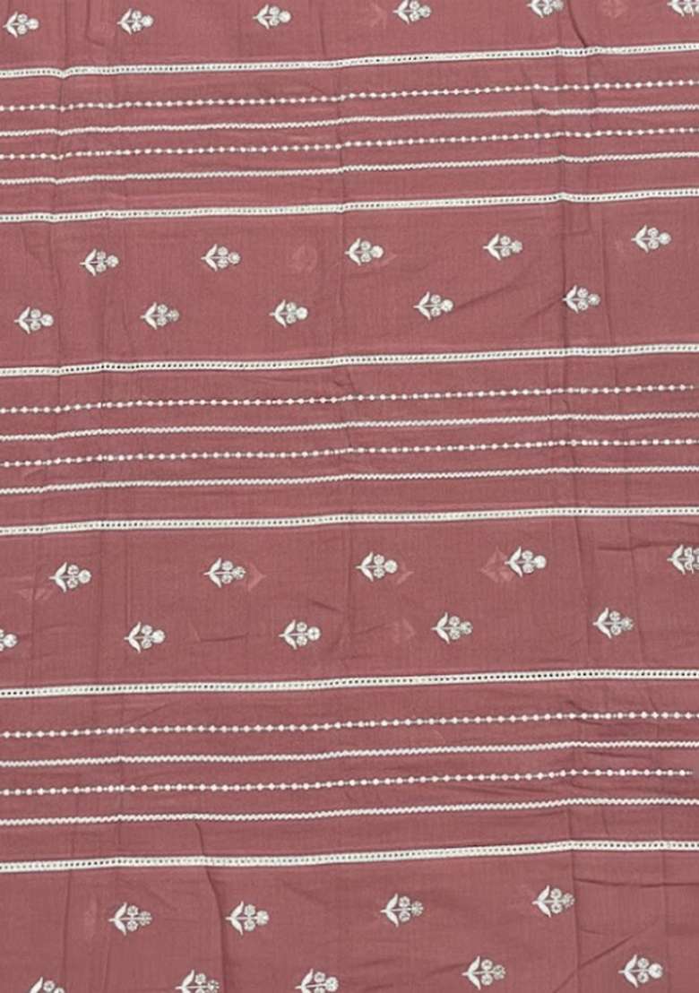 Mauve Pink Striped Chanderi Straight Kurta Set - Indya