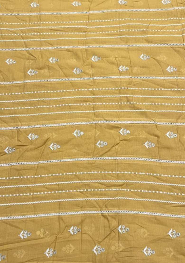 Mustard Striped Chanderi Straight Kurta Set - Indya