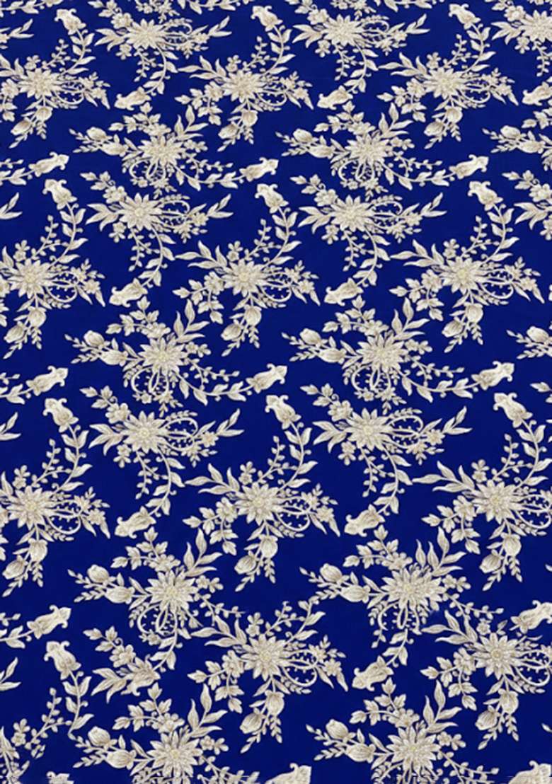 Royal Blue Embroidered Crepe Sharara Set - Indya