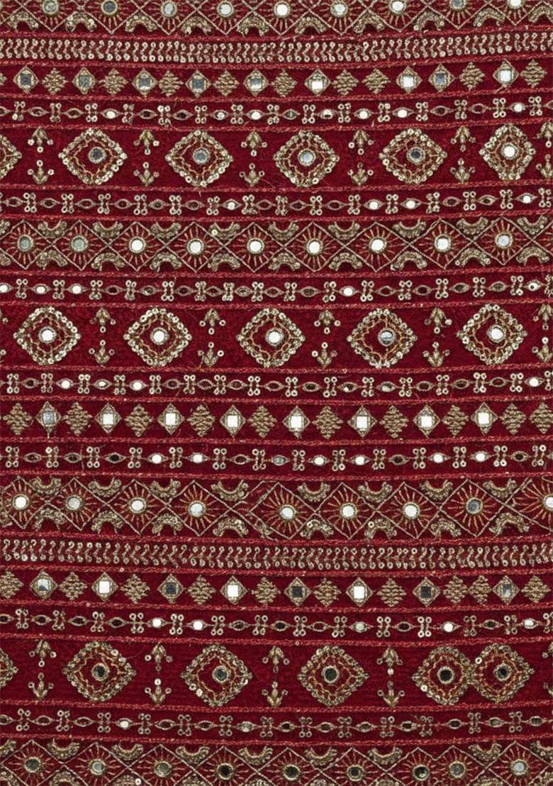 Red Sequin Net Sharara Set - Indya