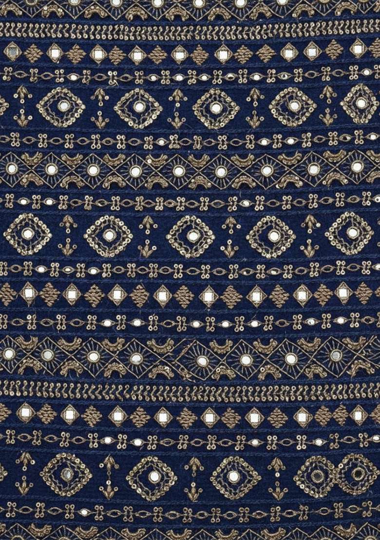 Dark Blue Sequin Net Sharara Set - Indya