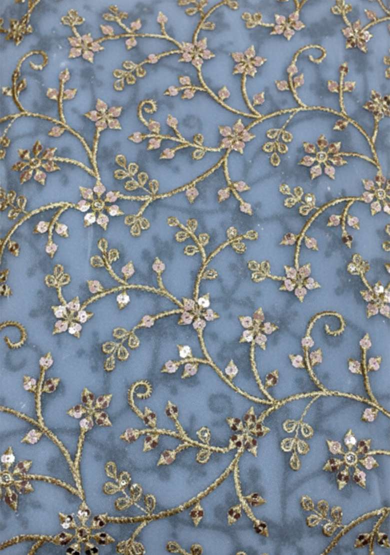 Powder Blue Sequin Net Sharara Set - Indya