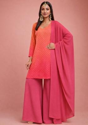 Blush Pink Silk Sharara Set