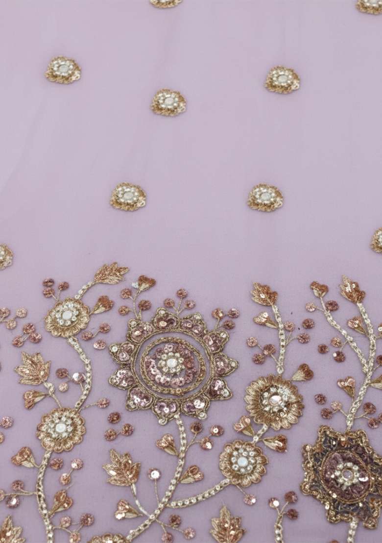 Lavender Embroidered Silk Sharara Set - Indya