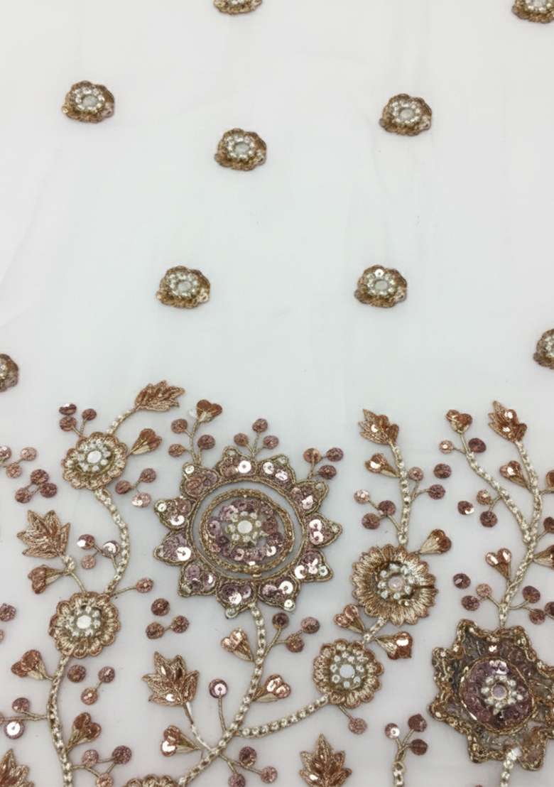 Off White Embroidered Silk Sharara Set - Indya