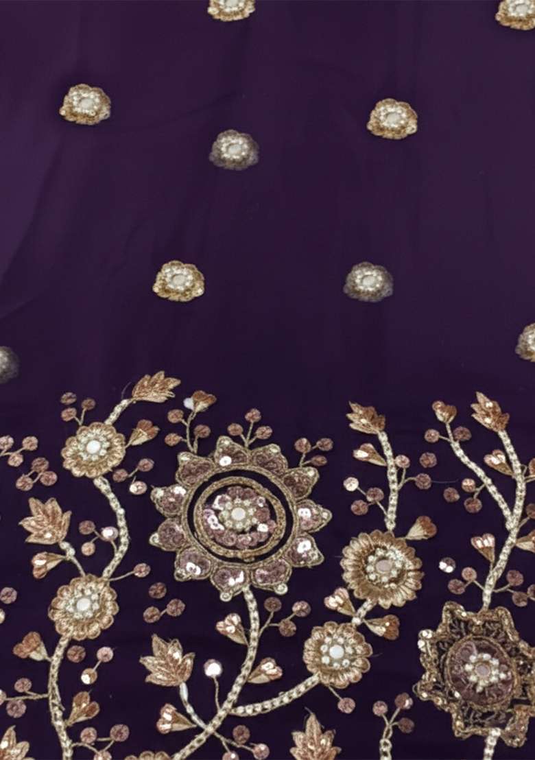 Purple Embroidered Silk Sharara Set - Indya