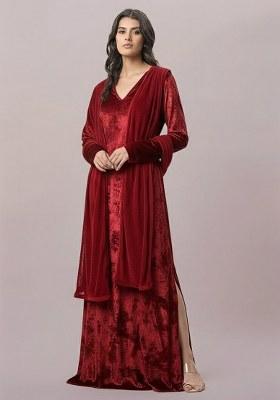Red Solid Velvet Fusion Set