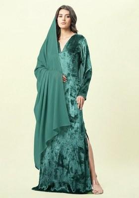 Emerald Green Solid Velvet Fusion Set
