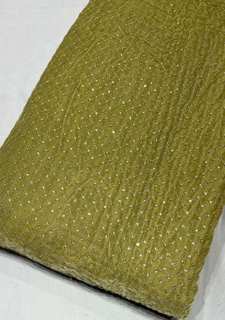 Olive Green Embroidered Velvet Sharara Set - Indya