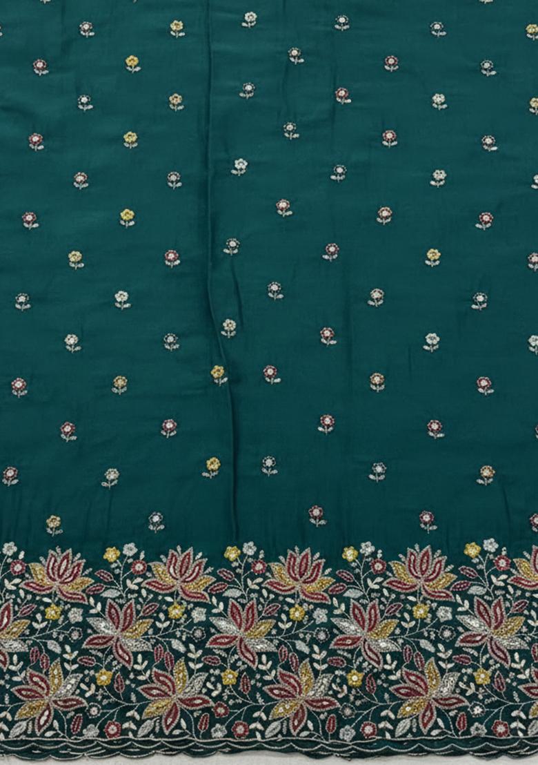 Emerald Green Embroidered Moss Anarkali Set - Indya