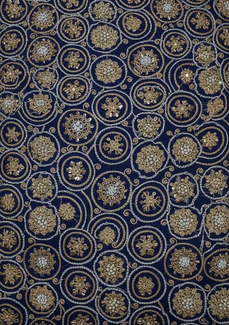 Navy Blue Embroidered Crepe Sharara Set - Indya
